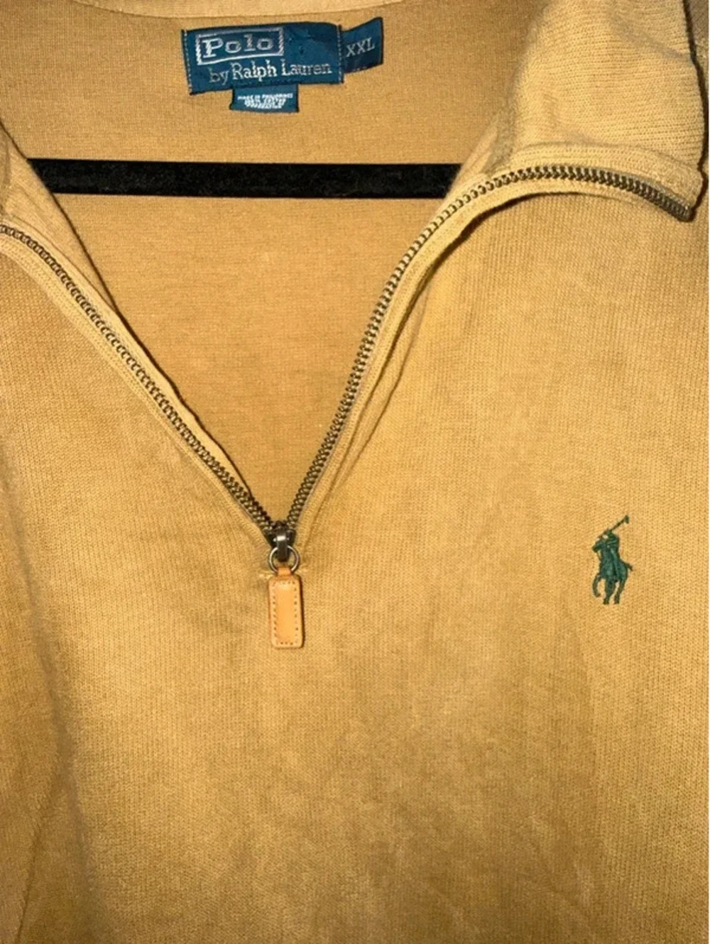 Polo by Ralph Lauren Men’s XXL Quarter-Zip Pullover Tan Camel Green Pony